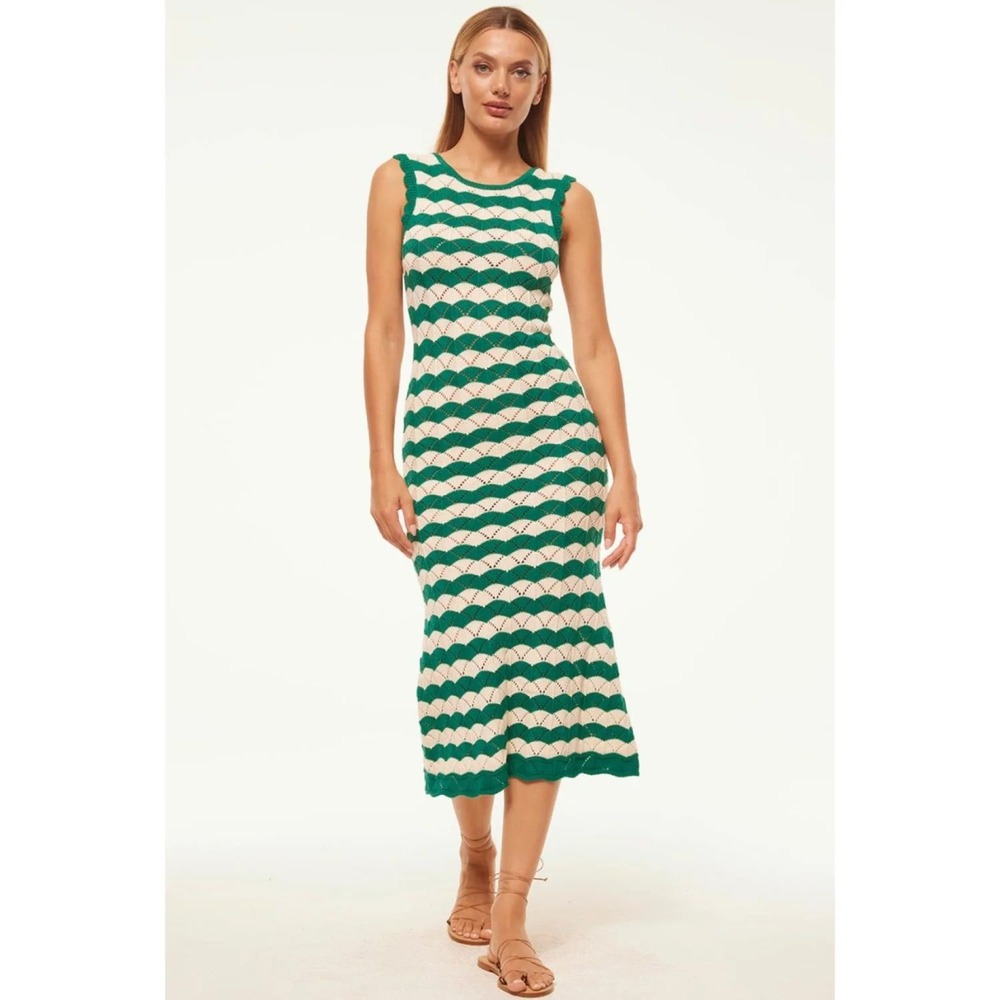 MISA Los‎ Angeles Rosalba Crochet Knit Maxi Dress Emerald Small NWT MSRP $385